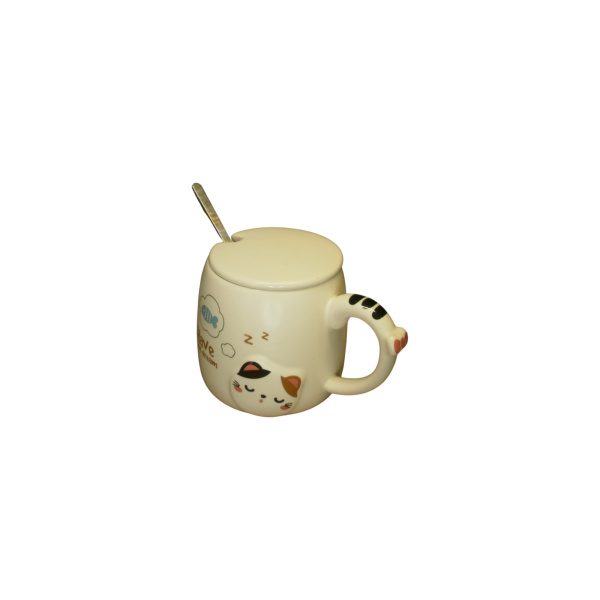 TAZA C/TAPA Y CUCHARA GATITO (MOÑITO EN EL ASA) - Imagen 4