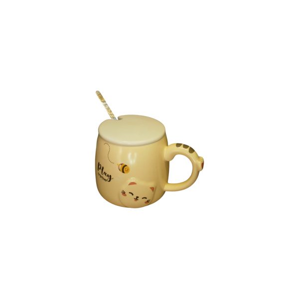 TAZA C/TAPA Y CUCHARA GATITO (MOÑITO EN EL ASA) - Imagen 3