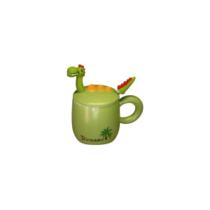TAZA C/TAPA Y CUCHARA DINOSAURIO