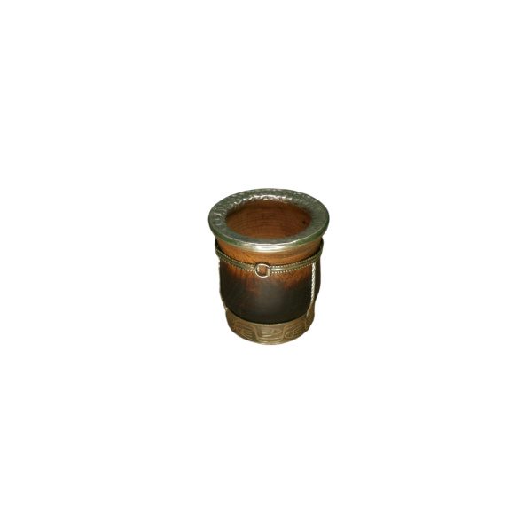 MATE FLAMA ALGARROBO ALPACA CINCELADO