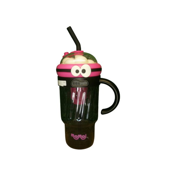 VASO PLASTICO CON ASA, INFUSOR Y SORBETE OJITOS