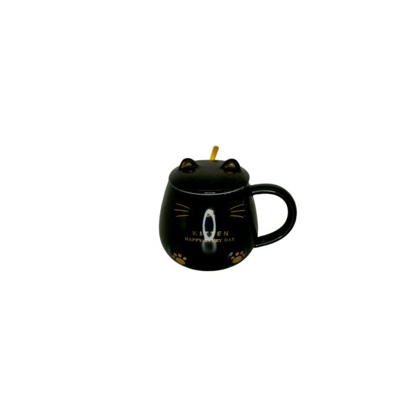 TAZA C/ TAPA Y CUCHARA GATO KAWAII - Imagen 2