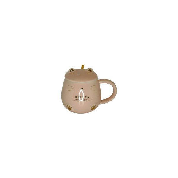 TAZA C/ TAPA Y CUCHARA GATO KAWAII - Imagen 3