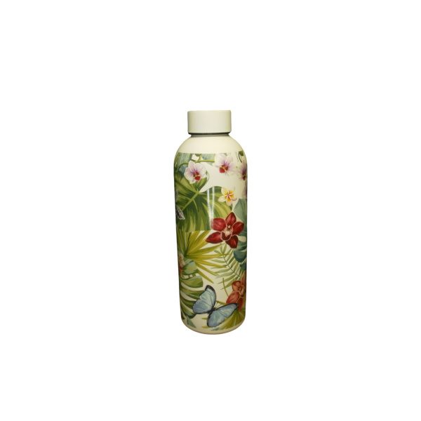 BOTELLA ACERO 500ML CON TAPA A ROSCA FLORES