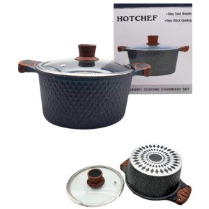 CACEROLA ANTIADHERENTE GRIS CON ROMBOS 24CM
