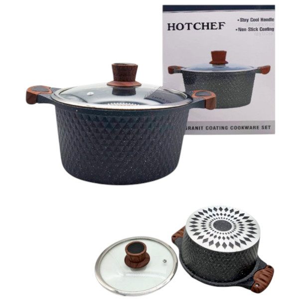 CACEROLA ANTIADHERENTE GRIS CON ROMBOS 24CM