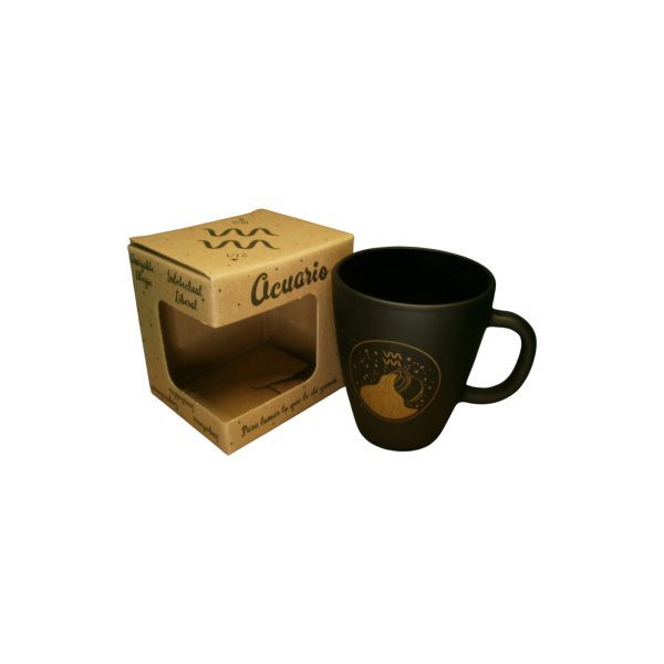 TAZA VIDRIO NEGRA ZODIACO EN CAJA - Imagen 9