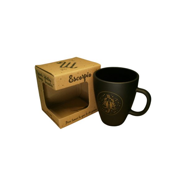 TAZA VIDRIO NEGRA ZODIACO EN CAJA - Imagen 12