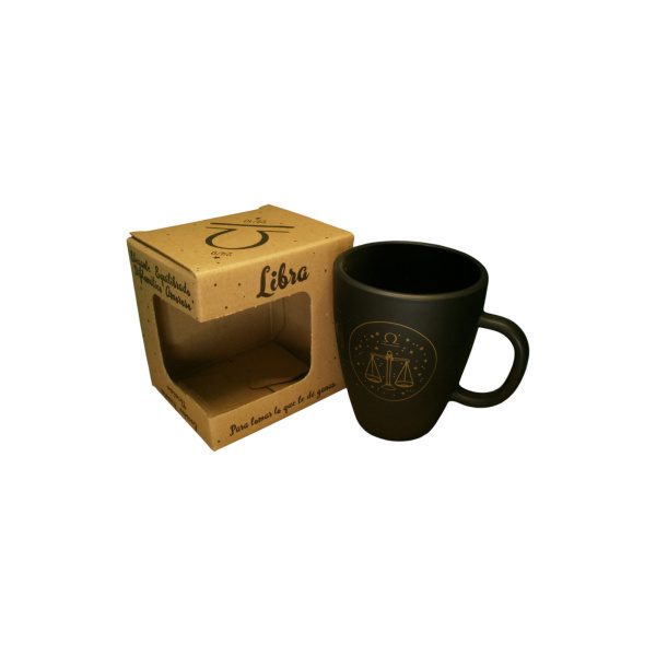 TAZA VIDRIO NEGRA ZODIACO EN CAJA - Imagen 6
