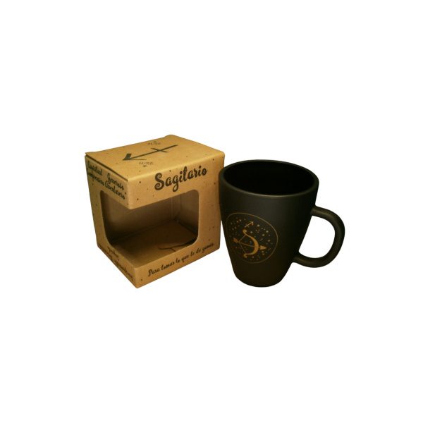 TAZA VIDRIO NEGRA ZODIACO EN CAJA - Imagen 4