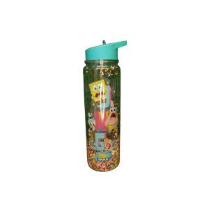 BOTELLA PLASTICO C/PICO DISEÑO BOB ESPONJA C/PELOTITAS