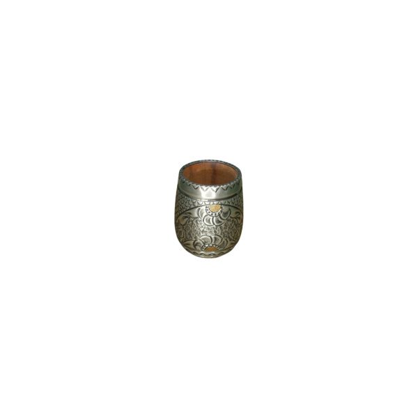 MATE QUEBRACHO CON CARCASA ALUMINIO CINCELADO CHICO