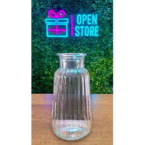 FLORERO DE VIDRIO RAYADO