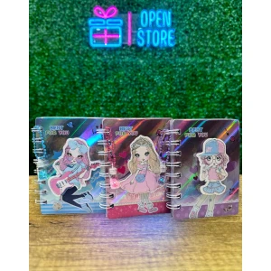 CUADERNO MINI HOLOGRAFICO CON GLITTER