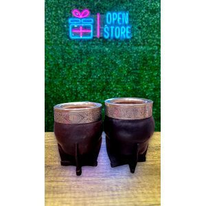 MATE IMPERIAL ALGARROBO CON CUERO Y VIROLA ALPACA