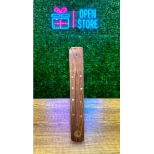 PORTA SAHUMERIO TABLA MADERA CON ESTRELLAS DORADAS