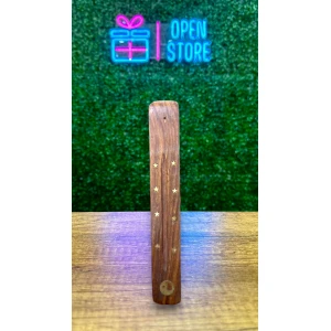 PORTA SAHUMERIO TABLA MADERA CON ESTRELLAS DORADAS