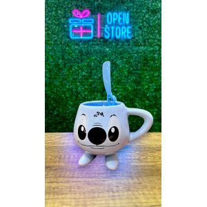 TAZA STITCH CON PATITAS + CUCHARITA COLGANTE EN CAJA