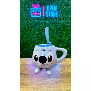 TAZA STITCH CON PATITAS + CUCHARITA COLGANTE EN CAJA
