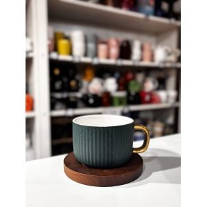 TAZA CON PLATO BAMBU LINE WOOD