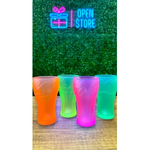 SET X 4 VASOS VIDRIO FLUO COCA COLA