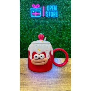 TAZA CON CUCHARA Y TAPA PALTA / FRUTILLA