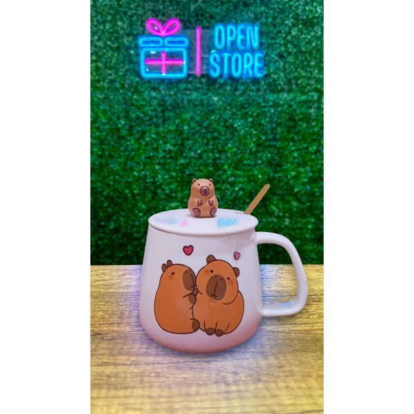 TAZA CON TAPA Y CUCHARA CAPYBARA - Imagen 4