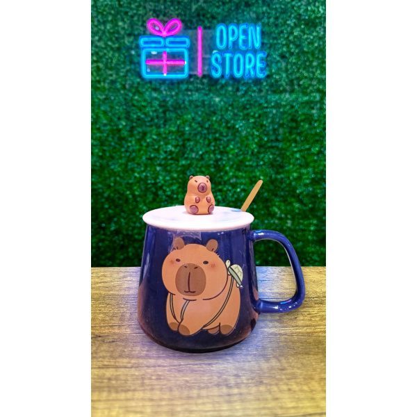 TAZA CON TAPA Y CUCHARA CAPYBARA - Imagen 5