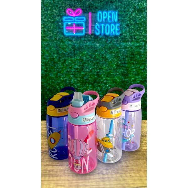 BOTELLA INFANTIL PLASTICO AUTOMATICA CON PICO SILICONA