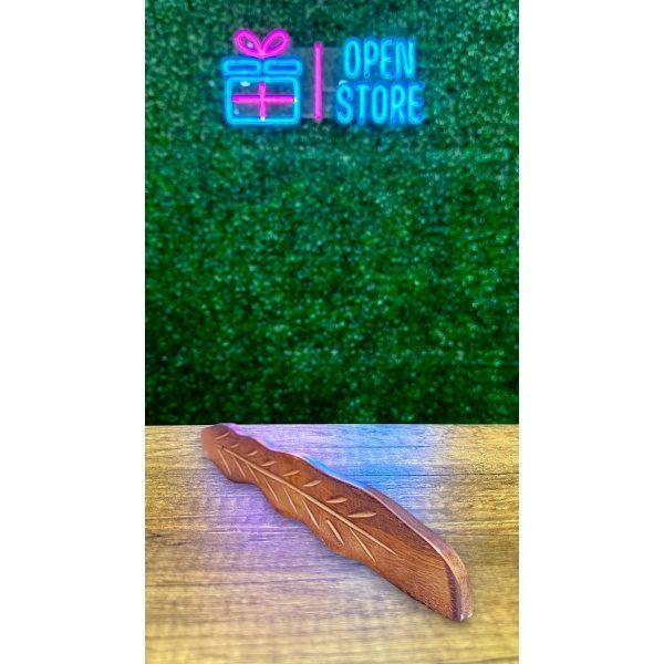 PORTA SAHUMERIO TABLA MADERA FORMA HOJA