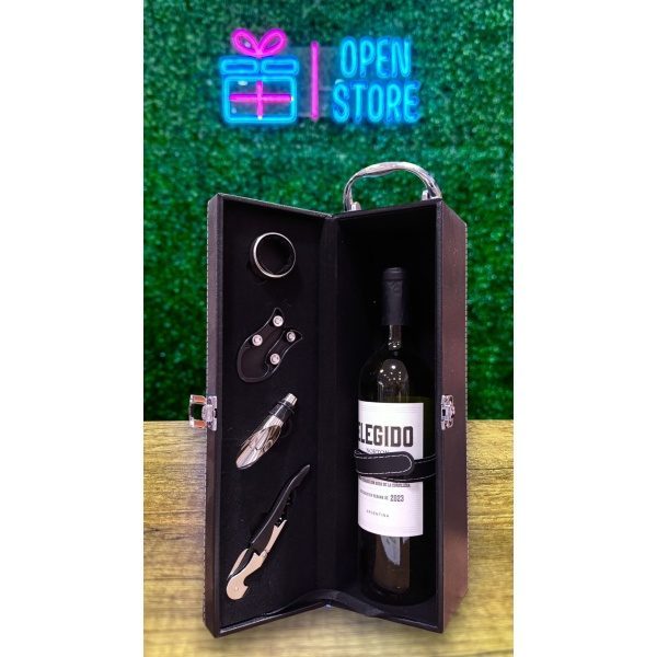 SET VINO CAJON PARA BOTELLA
