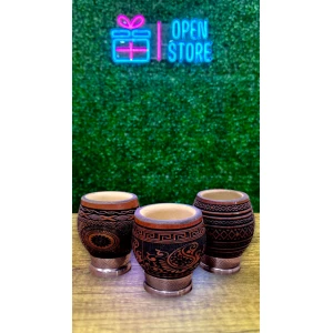 MATE CALABAZA / PORONGO GRABADO CON PIE DE HIERRO