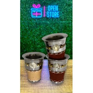 MATE ACERO PULIDO CON DIJE DE ALPACA Y CUERO