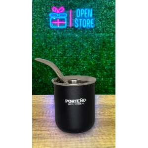 MATE ACERO PORTEÑO C/BOMBILLA Y PACKAGING