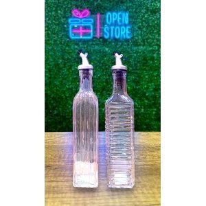 ACEITERA DE VIDRIO RAYADA CON PICO 500 ML