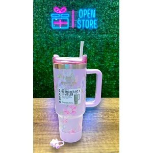 VASO QUENCHER 1,2L STANLEY FLOREADO CON BASE Y CAPUCHON DE SILICONA (REPLICA)