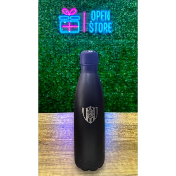 BOTELLA ACERO 500ML CON TAPA A ROSCA NEGRA Y ESCUDOS DE FUTBOL - Imagen 3