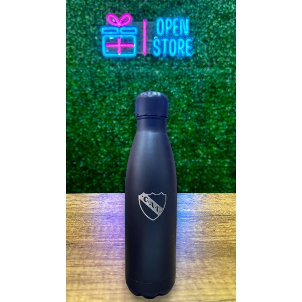 BOTELLA ACERO 500ML CON TAPA A ROSCA NEGRA Y ESCUDOS DE FUTBOL - Imagen 5