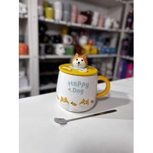 TAZA CON CUCHARA Y TAPA PERRITO