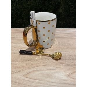 CUCHARA METAL DORADA CON MANGO