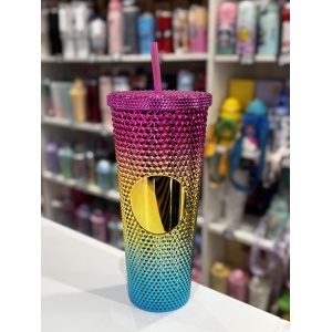 VASO ACRILICO CON ROMBOS DEGRADE BRILLOSO XL TRENDY