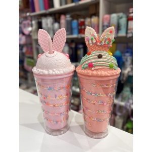 VASO ACRILICO DISEÑO ICE CREAM CON OREJAS DE CONEJO