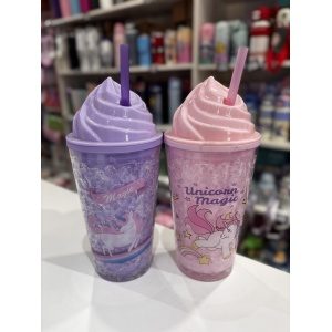 VASO ACRILICO GEL TAPA HELADO UNICORNIO