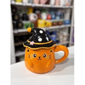 TAZA PREMIUM GATITO CON SOMBRERO HALLOWEEN