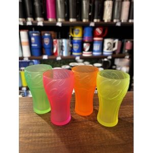 SET X 4 VASOS VIDRIO FLUO COCA COLA