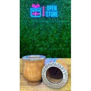 MATE JUJEÑO DE ALGARROBO Y VIROLA ACERO CINCELADO