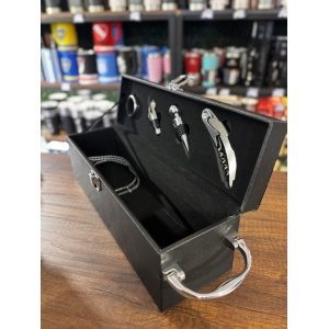 SET VINO CAJON PARA BOTELLA NEGRO
