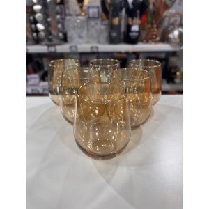 VASOS VIDRIO BOMBE COLOR AMBAR X6