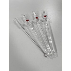 SORBETES VIDRIO FORMA CORAZON X3 + CEPILLO EN CAJA