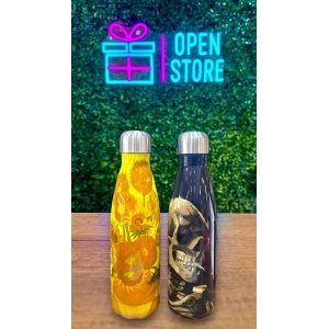 BOTELLA ACERO 500ML CON TAPA A ROSCA DISEÑO VAN GOGH / ANIMAL PRINT